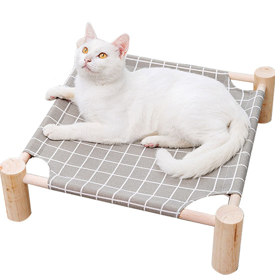 Hamaca Elevada para Gatos y Perros – Madera de Pino Natural